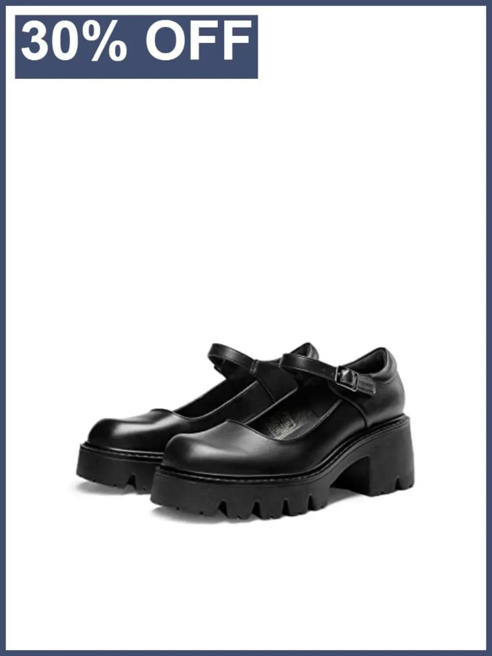 Mary Jane Platform Pumps Chunky Heel Faux Leather Buckle Strap Women's Shoes